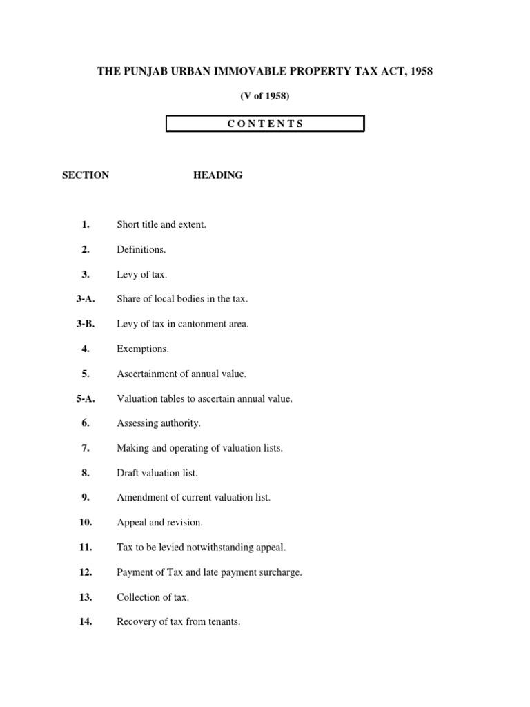 The Punjab Urban Immovable Property Tax Act PDF Property Tax Taxes