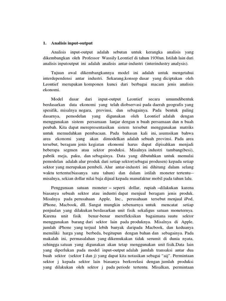 Makalah analisis input output pdf