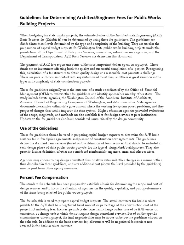 Architect/Engineer Fee Guidelines for Public Works | PDF | Architect ...