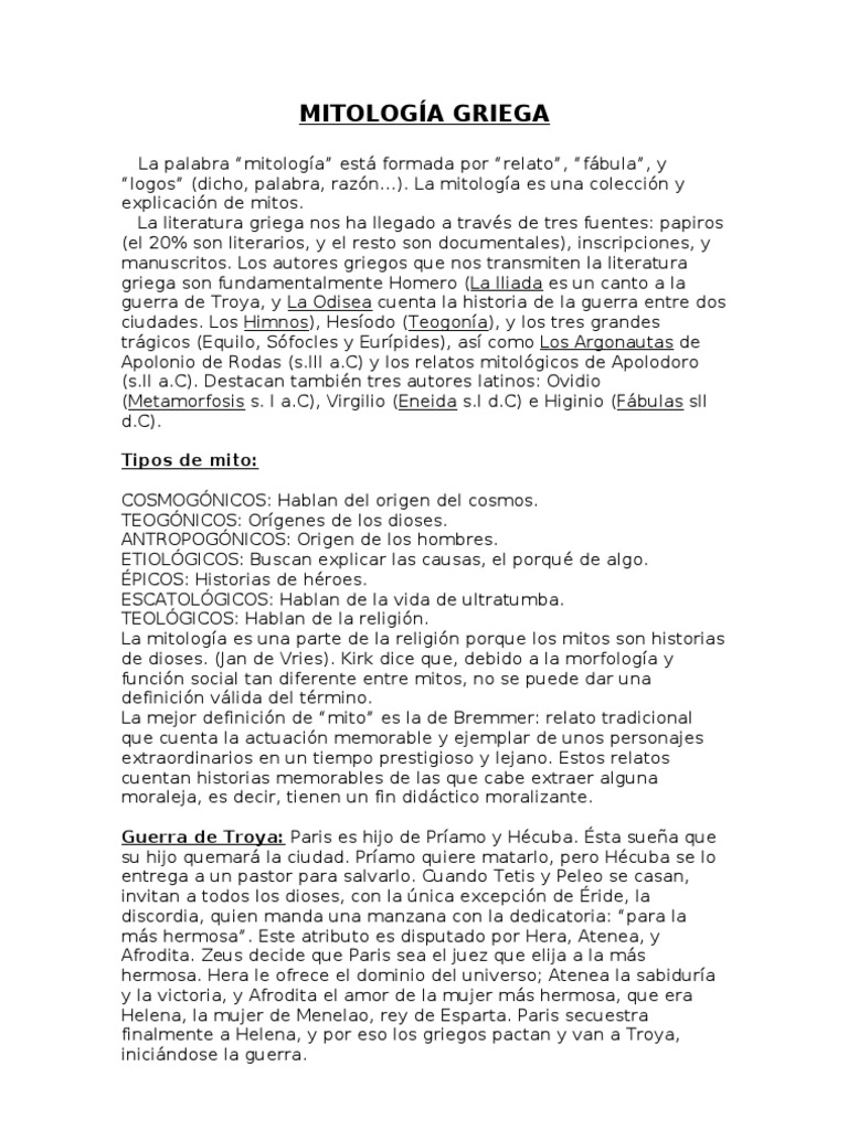 Introducción a la Mitología Griega | PDF | Hera | Mitología griega