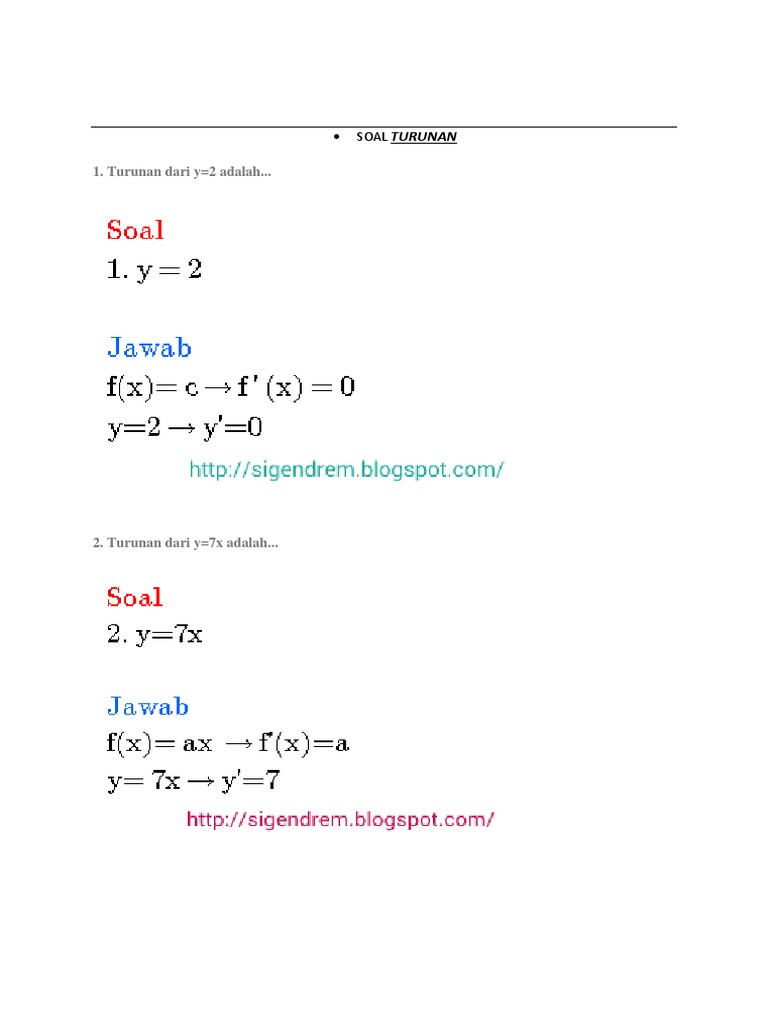 Soal Turunan Pdf