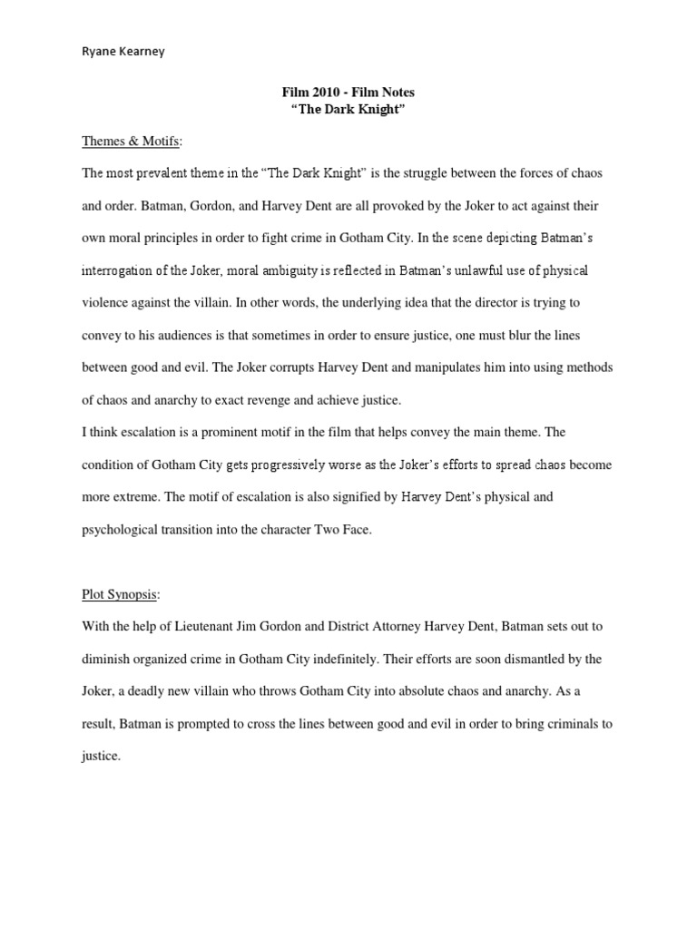 Dark Knight: Chaos vs. Order Themes | PDF | Batman