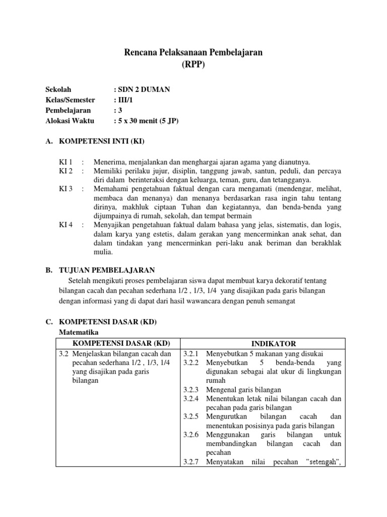 Rencana Pelaksanaan Pembelajaran Pdf