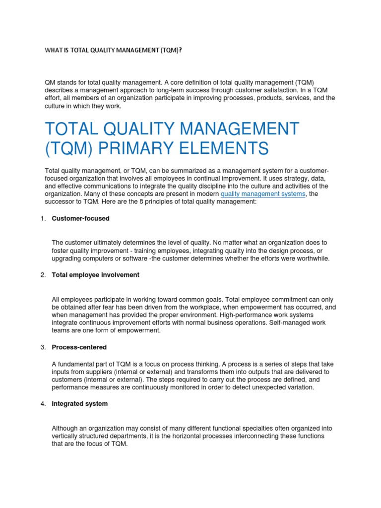 Understanding Total Quality Management | PDF | Quality Management ...