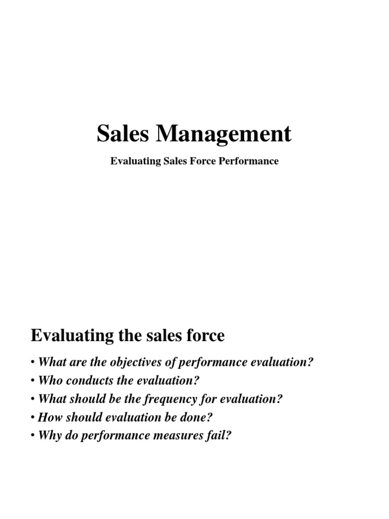 Sales Force Performance Evaluation Guide | PDF | Sales | Performance ...