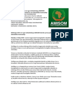 Midowga Africa Oo Uga Mahadceliyay AMISOM Doorka Ay Ka Qaateen Nabad Ku Soo Dabaalidda Soomaaliya