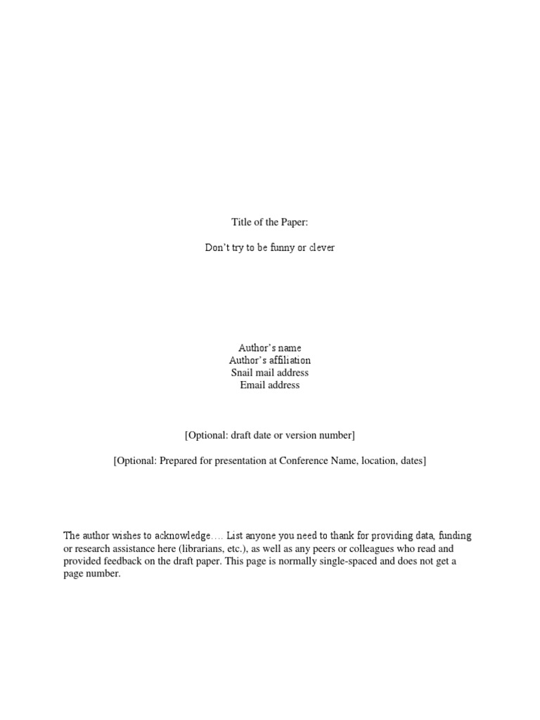 Sample Paper APSA Format Paragraph Typefaces