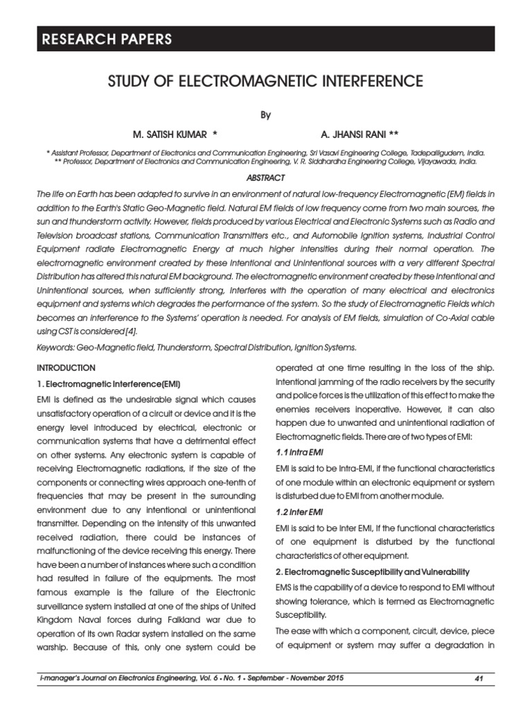 Electromagnetic Interference Study | PDF | Electromagnetic Interference ...