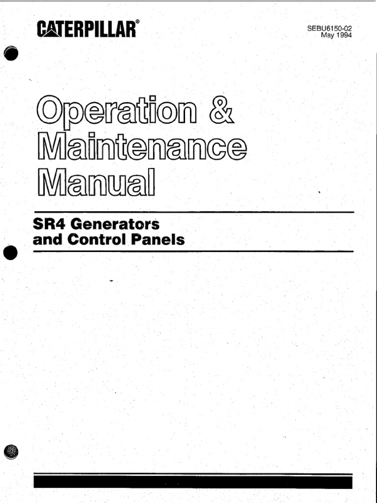 SR4 Generator and Control Panels - Operation and Maintenance Manual | PDF | Electric Generator | Electrical Equipment