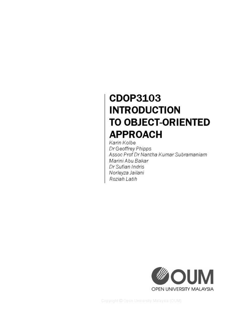 CDOP3103 Introduction To Object Oriented Approach PDF | PDF | Control ...