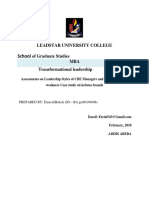 School: Leadstar University College of Graduate Studies MBA Transformational Leadership