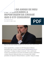 Publicamos a reportagem da Crusoé que o STF censurou