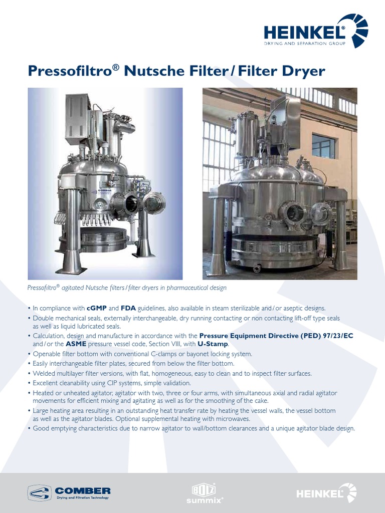 COMBER Pressofiltro® FilterDryer Pharma Design PDF Clothes Dryer