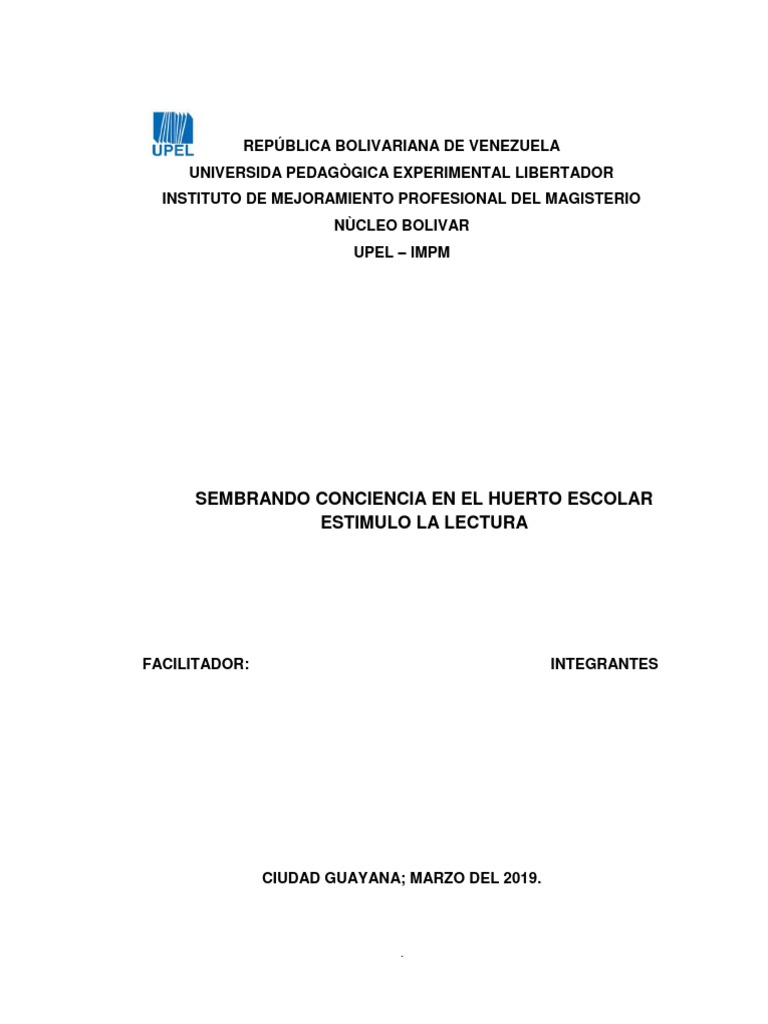 proyecto de huerto escolar.docx | Huerta | Educación de la primera