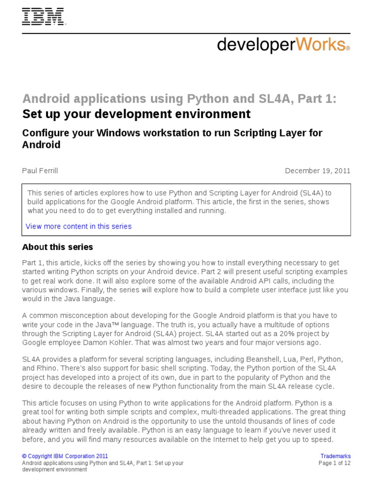 Android Applications Using Python and SL4A, Part 1:: Set Up Your ...