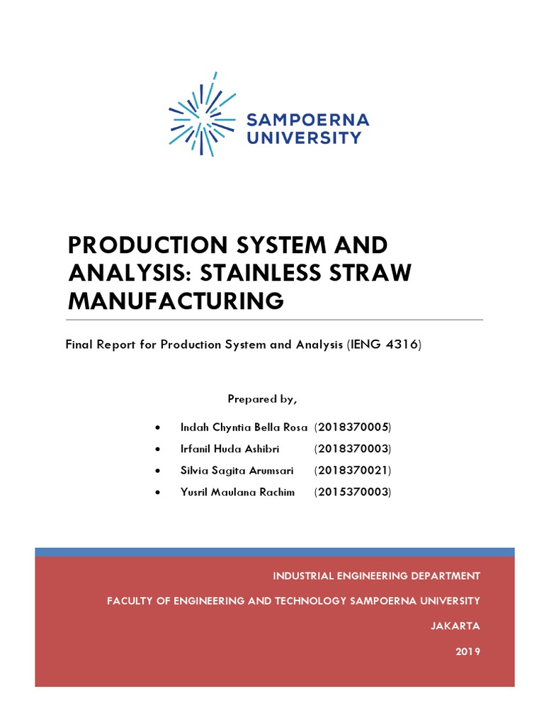 Stainless Straw Manufacturing Analysis | PDF | Performance Indicator ...