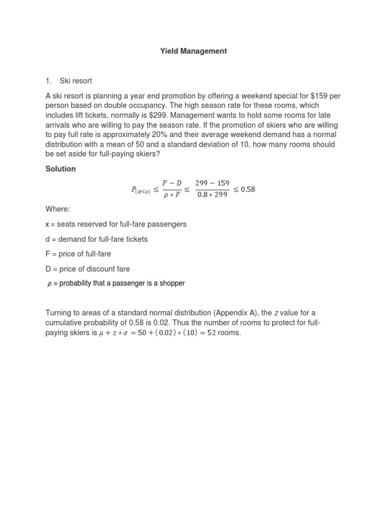 Seminar 5 Yield Management Solutions | PDF | Business Economics | Economies