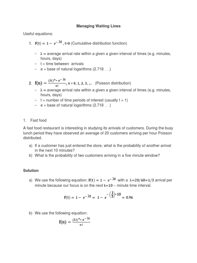 Managing Waiting Lines with Poisson Models | PDF | Poisson Distribution ...