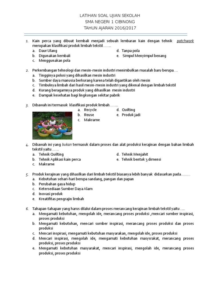 Latihan Soal Ujian Sekolah Na