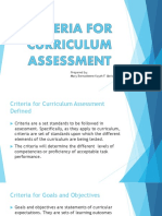 Criteria For Curriculum Assessment