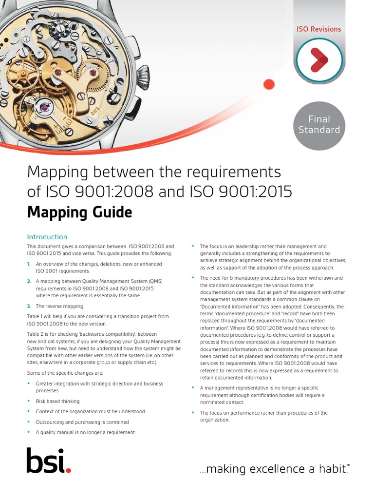 ISO 9001 Mapping Guide PDF | PDF | Quality Management | Iso 9000