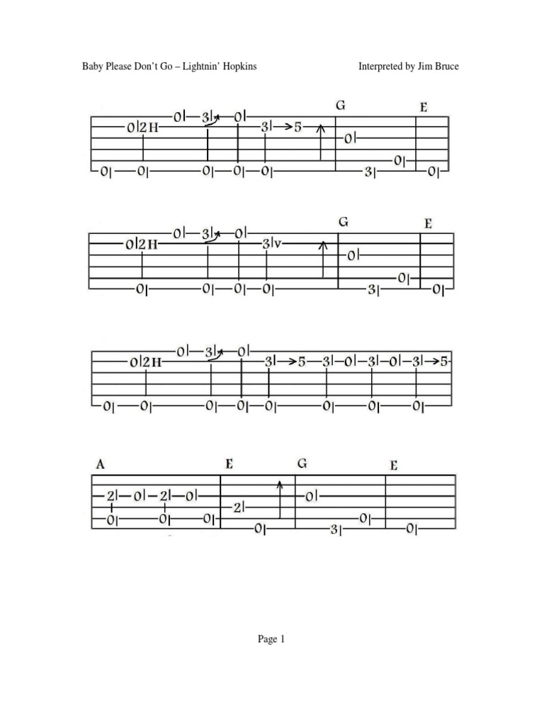 Lightnin Hopkins PDF Baby Please Dont GoTAB PDF