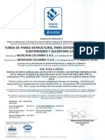 CERT. NTC 3722-3 de Tubos de Pared Estructural para Sistemas de Drenaje Subterraneo y Alcantarillado