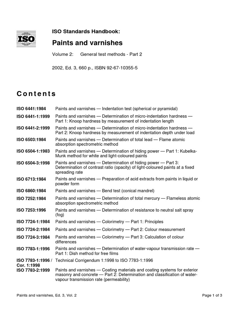 ISO Standards for Paints and Varnishes | PDF | Paint | Varnish