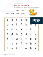 Bat Dog Cat Bird Cow Fish Calf Pony: Word Find Fun - Animals