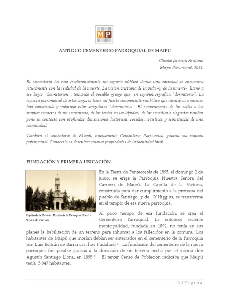 La historia y el patrimonio cultural del antiguo Cementerio Parroquial