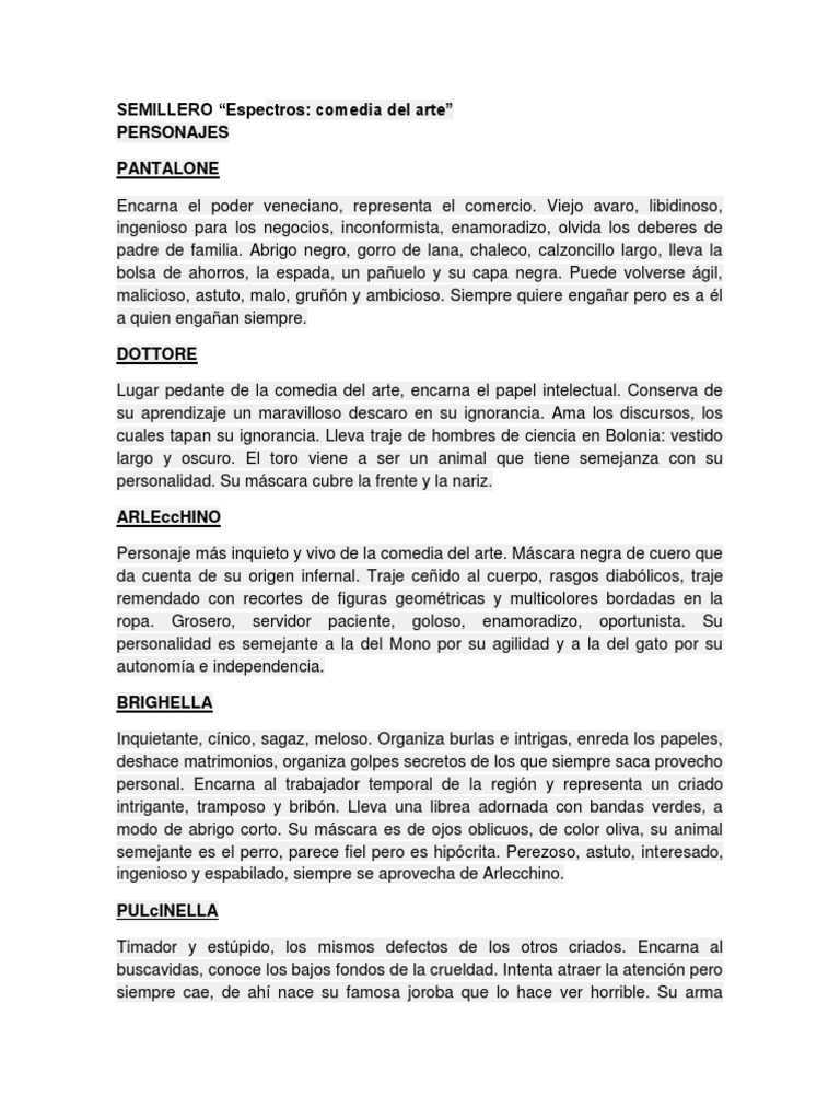 Personajes y Lazzi PDF | PDF | Ropa | Ocio