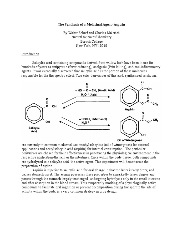 Synthesizing Relief: The Production of Aspirin Through Acetylation of ...