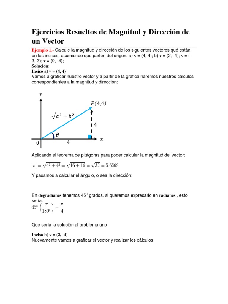 Ejercicios de Magnitud y Dirección Vectorial | PDF | Vector Euclidiano ...