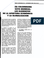 LA ECONOMÍA COLOMBIANA EN ELCONTEXTO MUNDIAL. PRINCIPALES ELEMENTOS DE LA APERTURA ECONÓMICA Y LA GLOBALIZACION