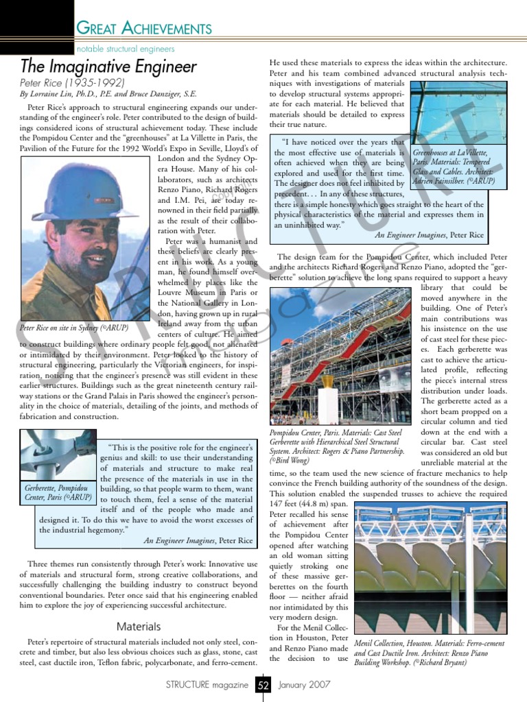 Peter Rice | Download Free PDF | Engineering | Economic Sectors