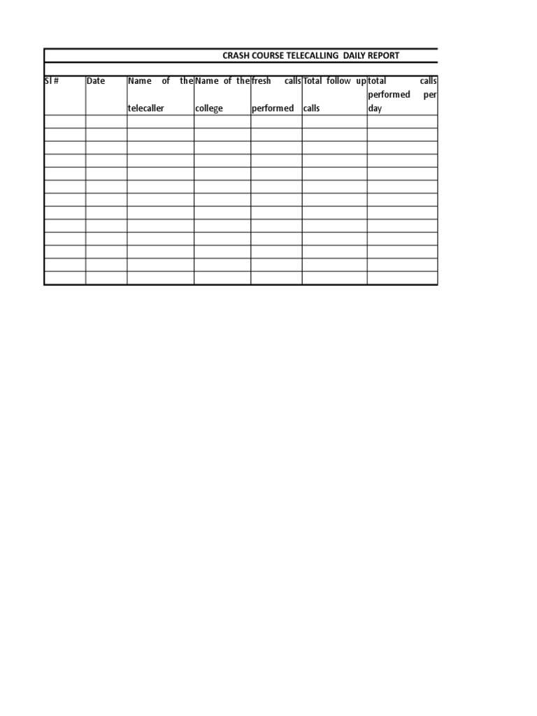 Daily Telecalling Report Format | PDF