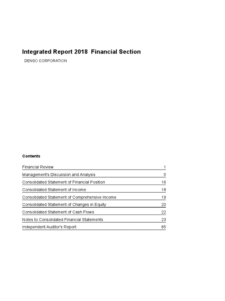 DENSO Integrated Report 2018 Overview | PDF | International Financial ...