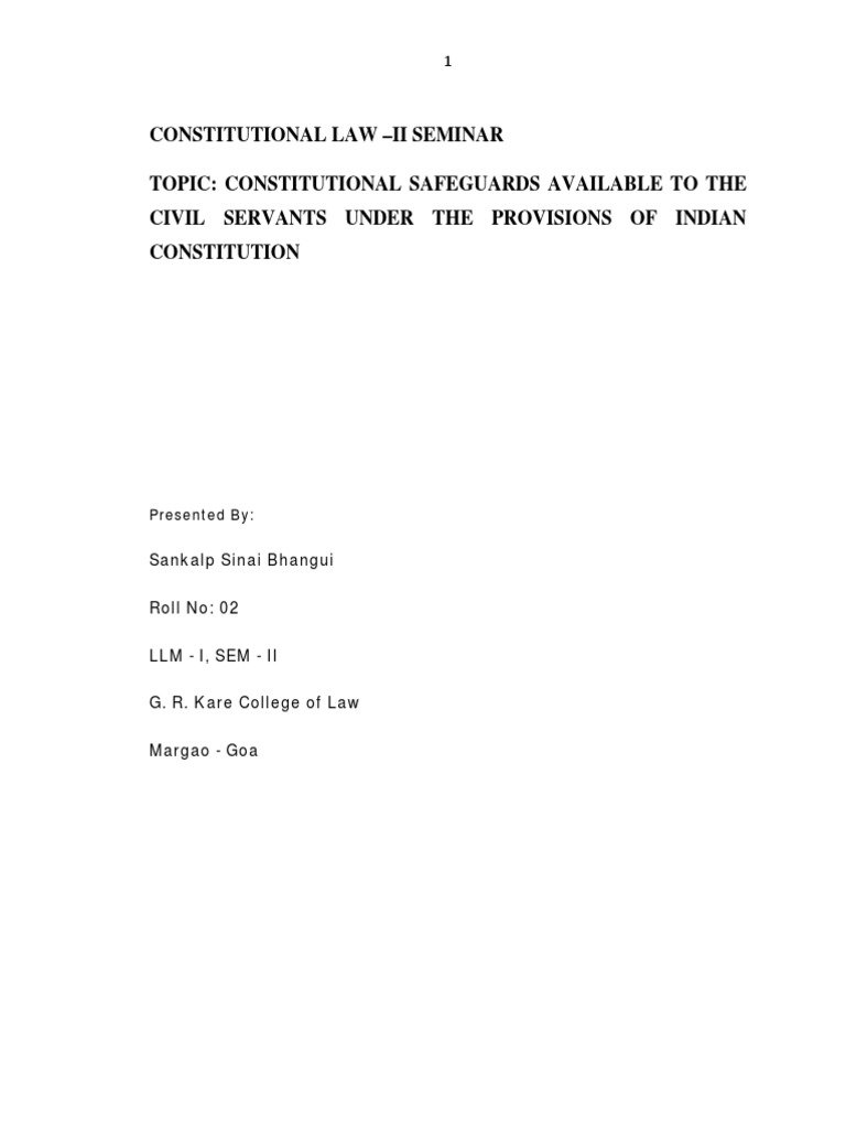 Constitutional Safeguards for Civil Servants An Analysis of the