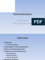 Psychoeducation: 19 July 2018 Unit VI Topic Discussion