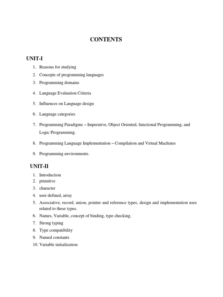Principles of Programming Languages Lecture Notes PDF | PDF | Programming  Language | Data Type
