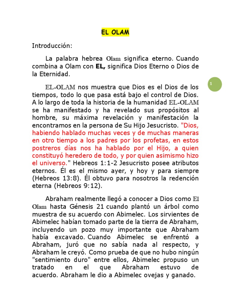 Significado de El Olam en la Biblia | PDF | Ismael | Abrahán