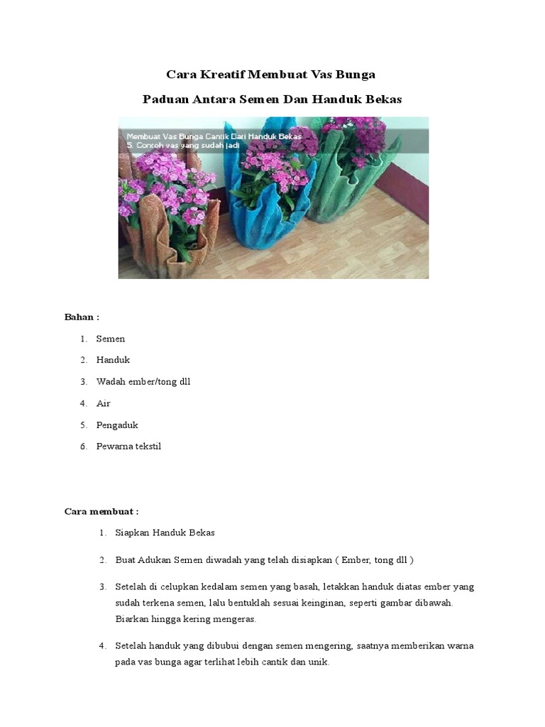 Cara Kreatif Membuat Vas Bunga Dari Handuk Bekas Docx