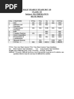 Blue Print - Math-XI HY Exam