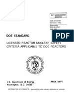 Licensed Reactor Nuclear Safety Criteria for DOE Reactors