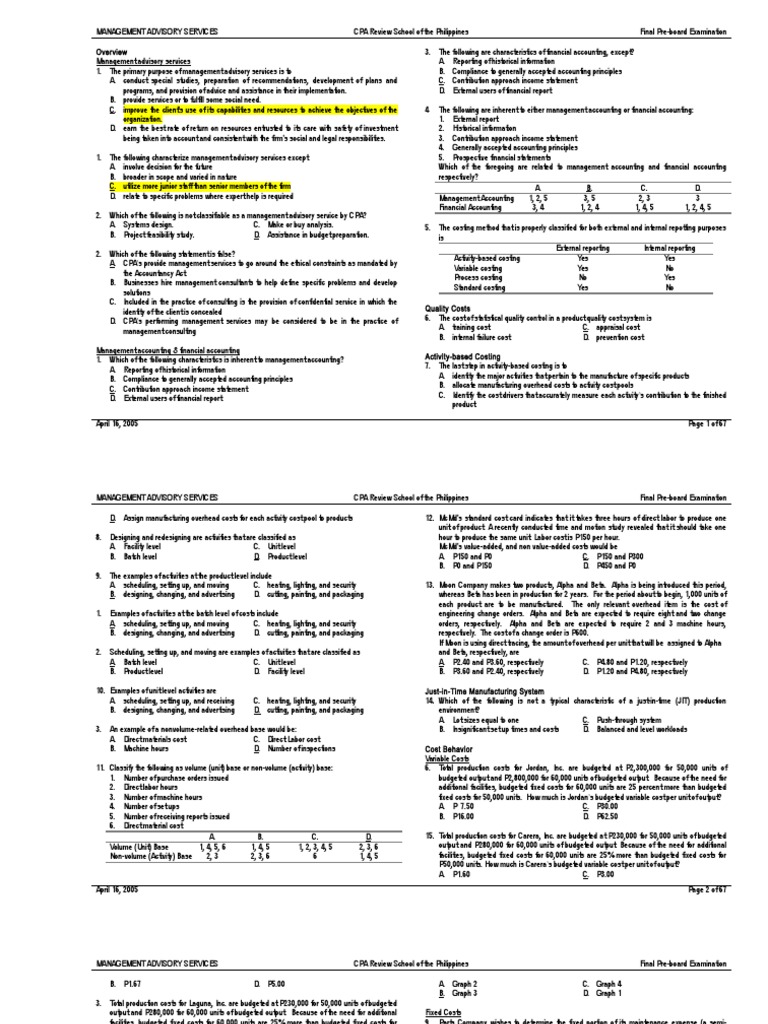 Management Advisory Services Review | PDF | Management Accounting ...