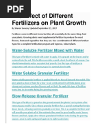 The Effect of Different Fertilizers on Plant Growth