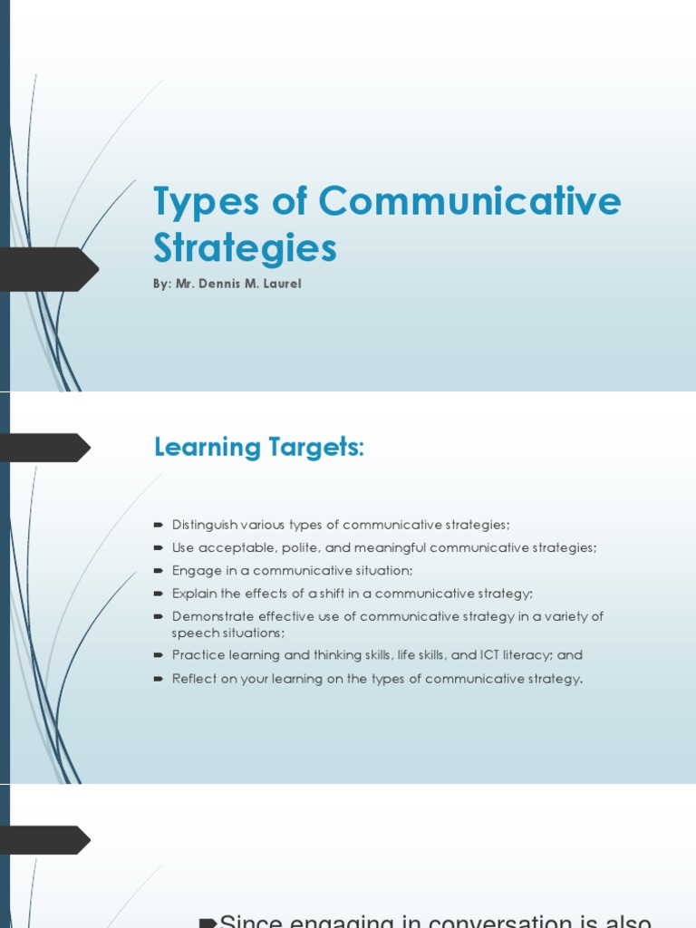 Types Of Communicative Strategies Pdf Conversation Learning