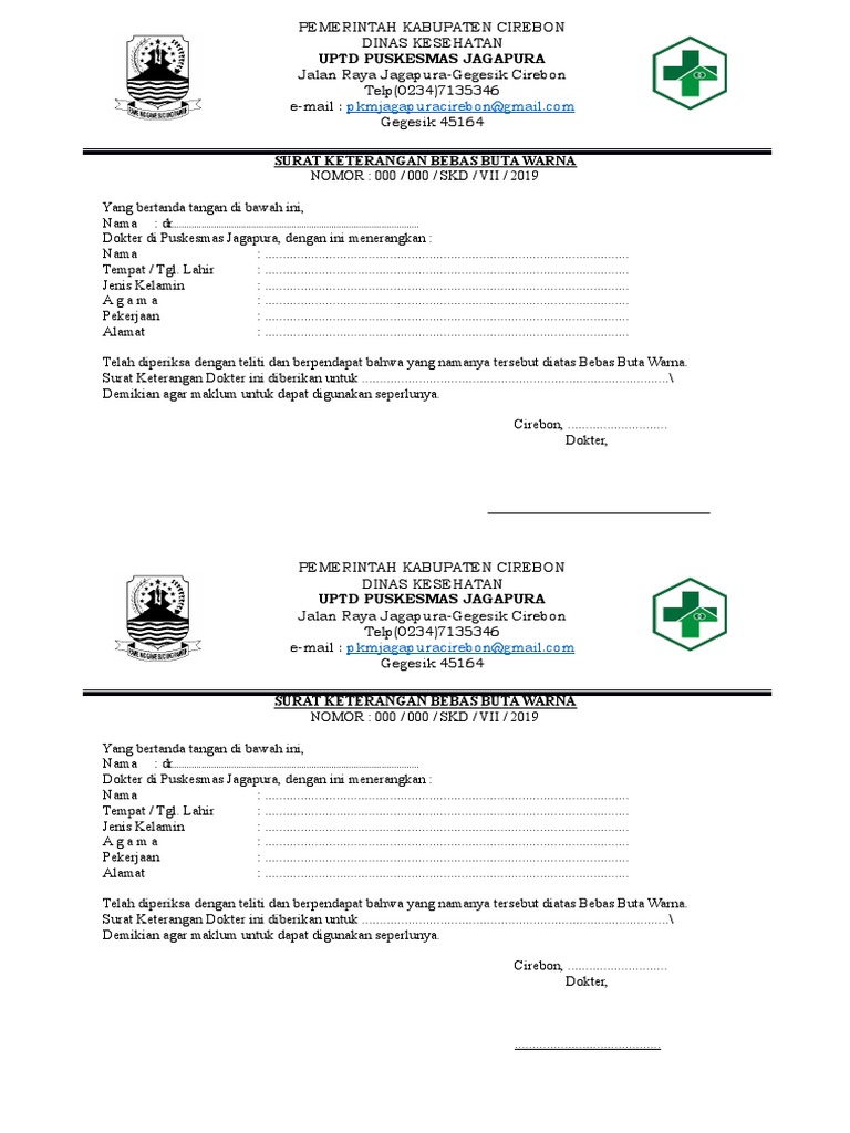 Surat Keterangan Buta Warna Fix