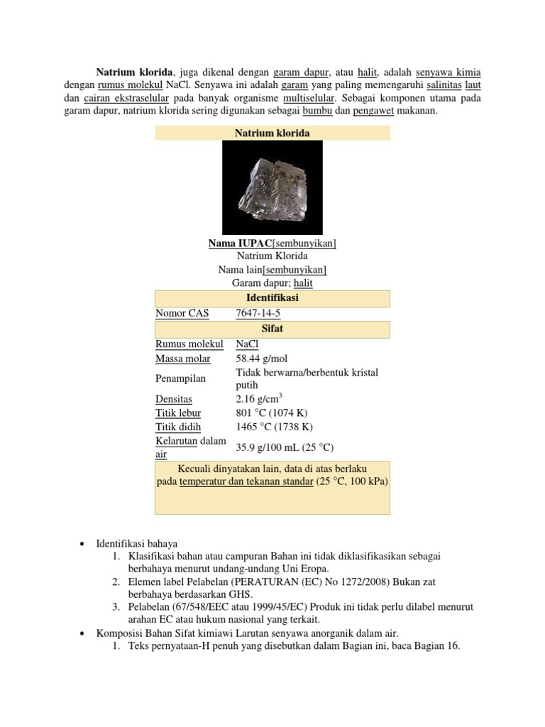 Natrium Klorida Pdf Sains Matematika