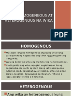 Homogeneous at Heterogenous Na Wika/ Mga Barayti NG Wika